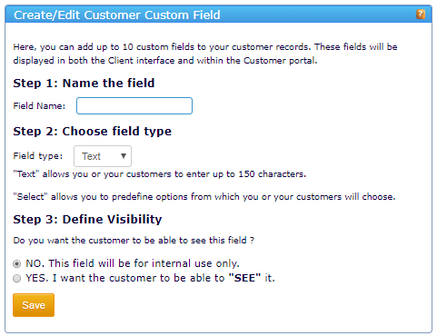 Creating or Editing Customer custom field for your customer records