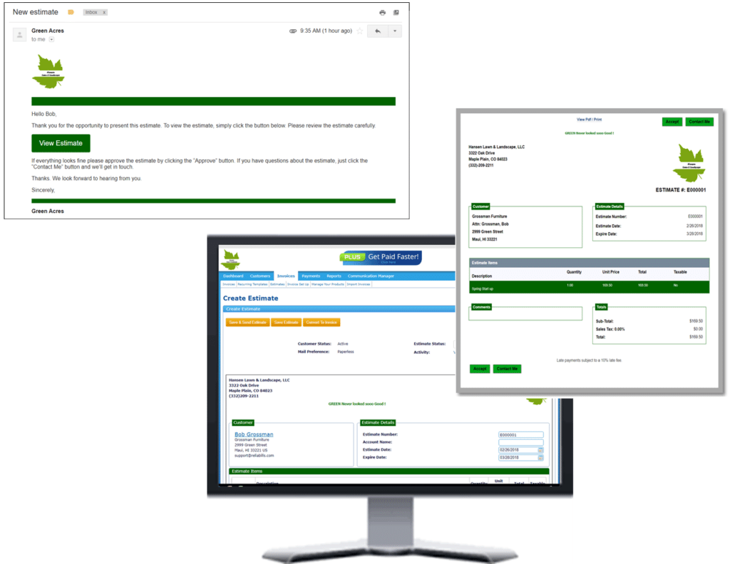 Detailed estimates and customer dashboard for communications