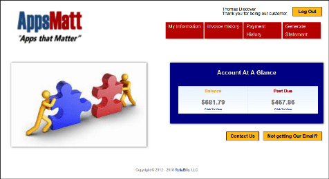 Customizable self service portal billing software for fast billing transactions