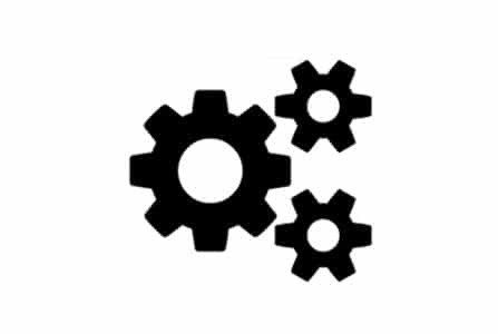 A gear icon that represents invoice settings