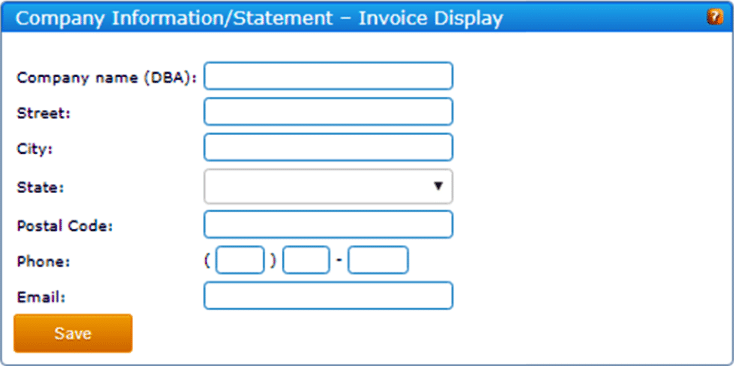 A company information statement popup window