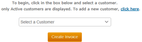 A popup window where you can create an invoice to your customer