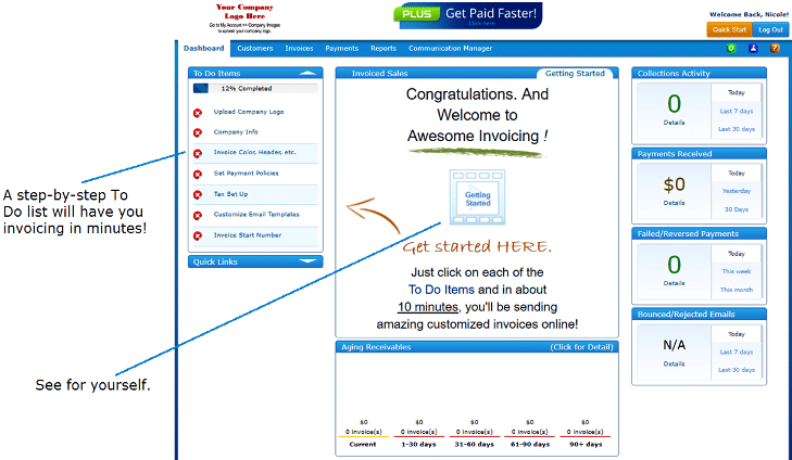 A snapshot on how to navigate ReliaBills with the Quickstart Guide