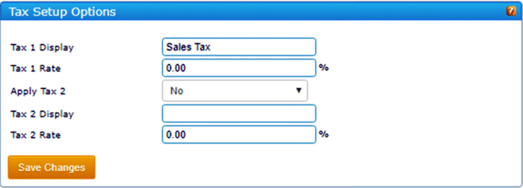 A popup window to set up your tax options