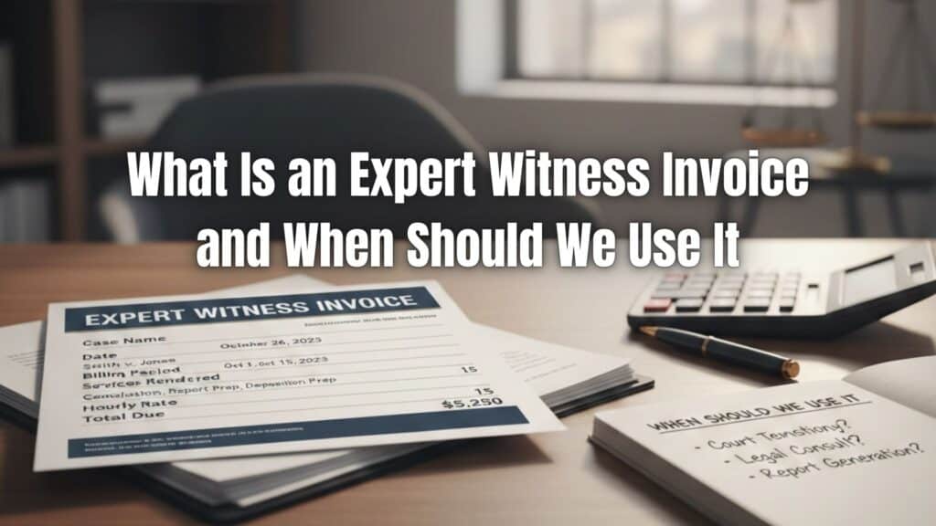 Learn what an expert witness invoice is, when to use it, what it should include, and how to create one. Click here to get tips and templates!