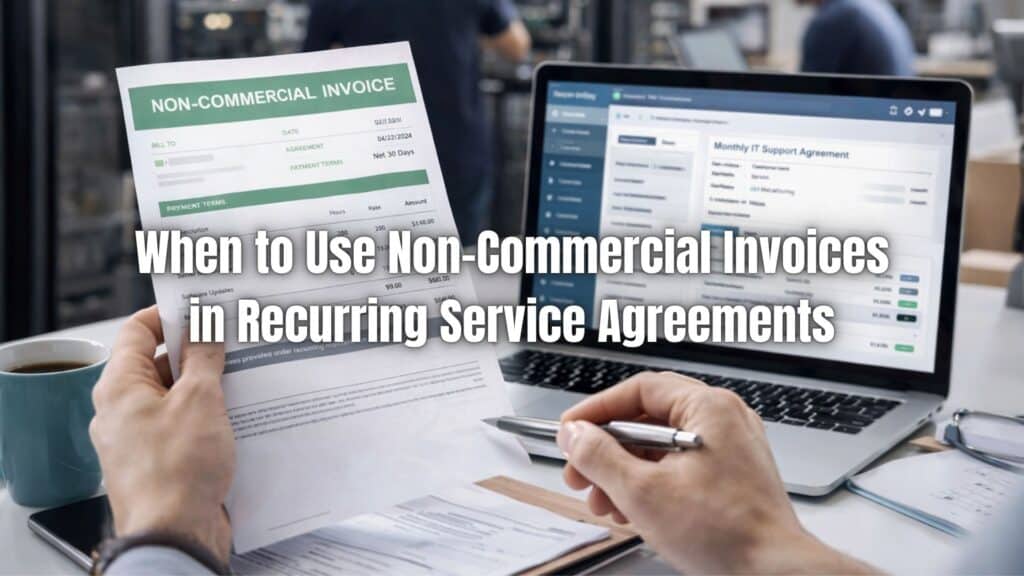 Learn when to use non-commercial invoices in recurring service agreements and how they improve accuracy, compliance, and efficiency.