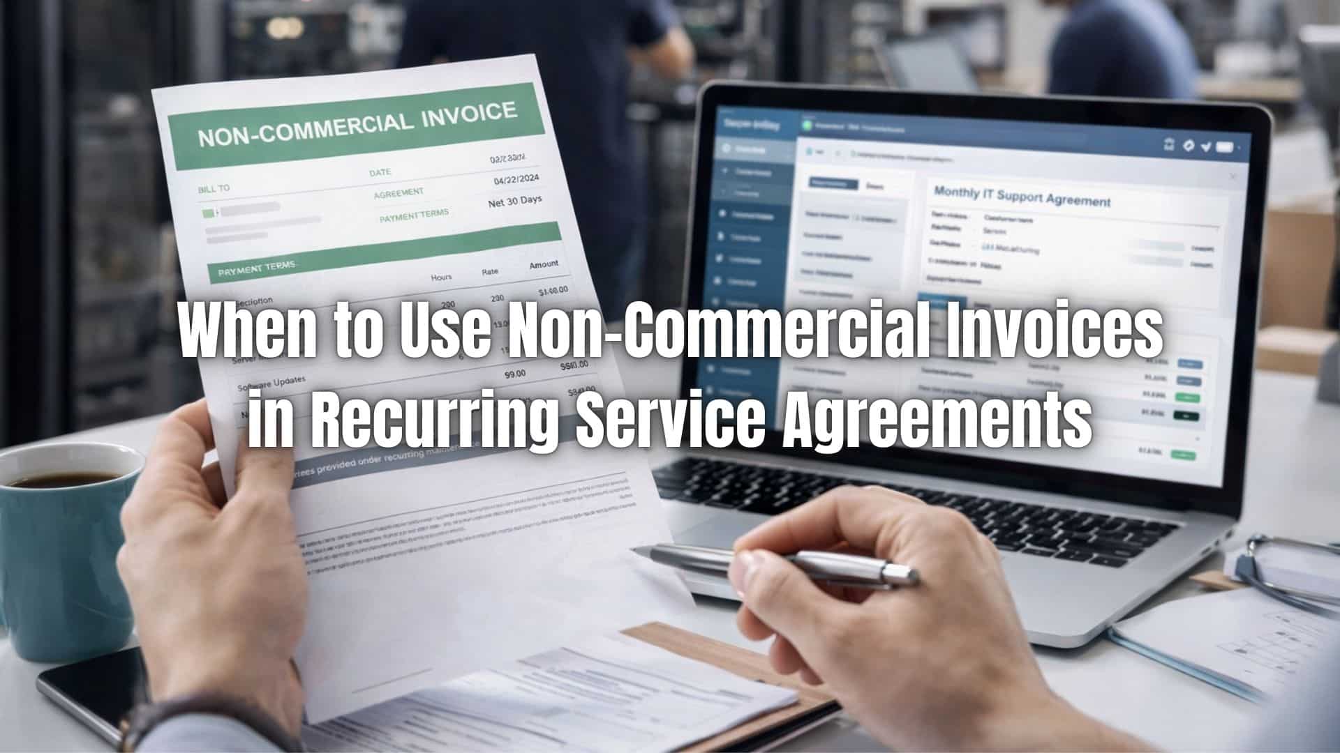 Learn when to use non-commercial invoices in recurring service agreements and how they improve accuracy, compliance, and efficiency.