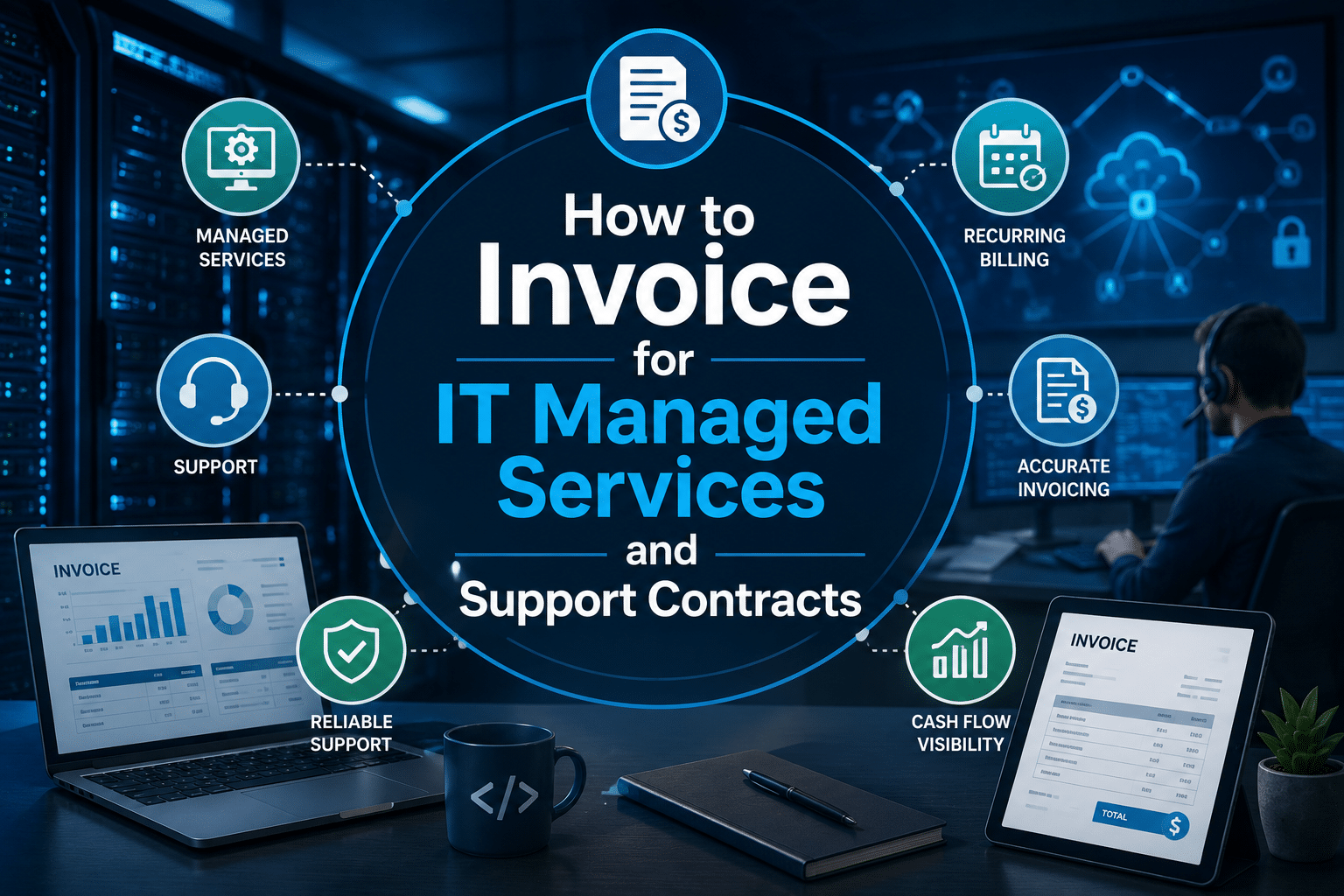 Learn how to create an IT managed services invoice template for support contracts, recurring services, and professional client billing.