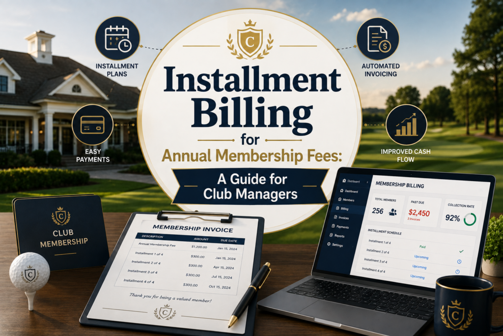Learn how annual membership installment billing works for club managers, including fees, payment schedules, and member billing.