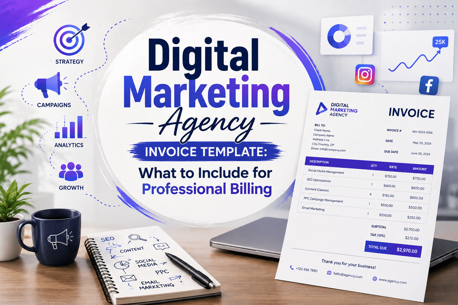 Learn what to include in a digital marketing agency invoice template for clear, accurate, and professional client billing. Click here!