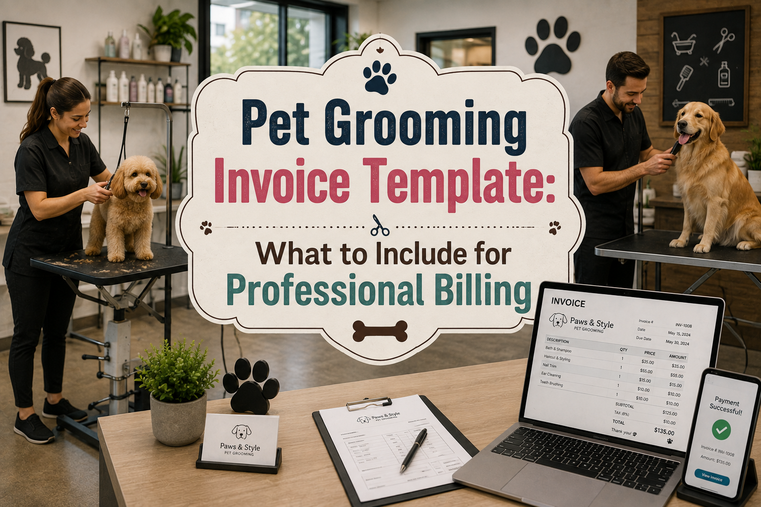 What makes a pet grooming invoice template professional? Learn what to include for accurate, clear, and professional pet grooming billing.