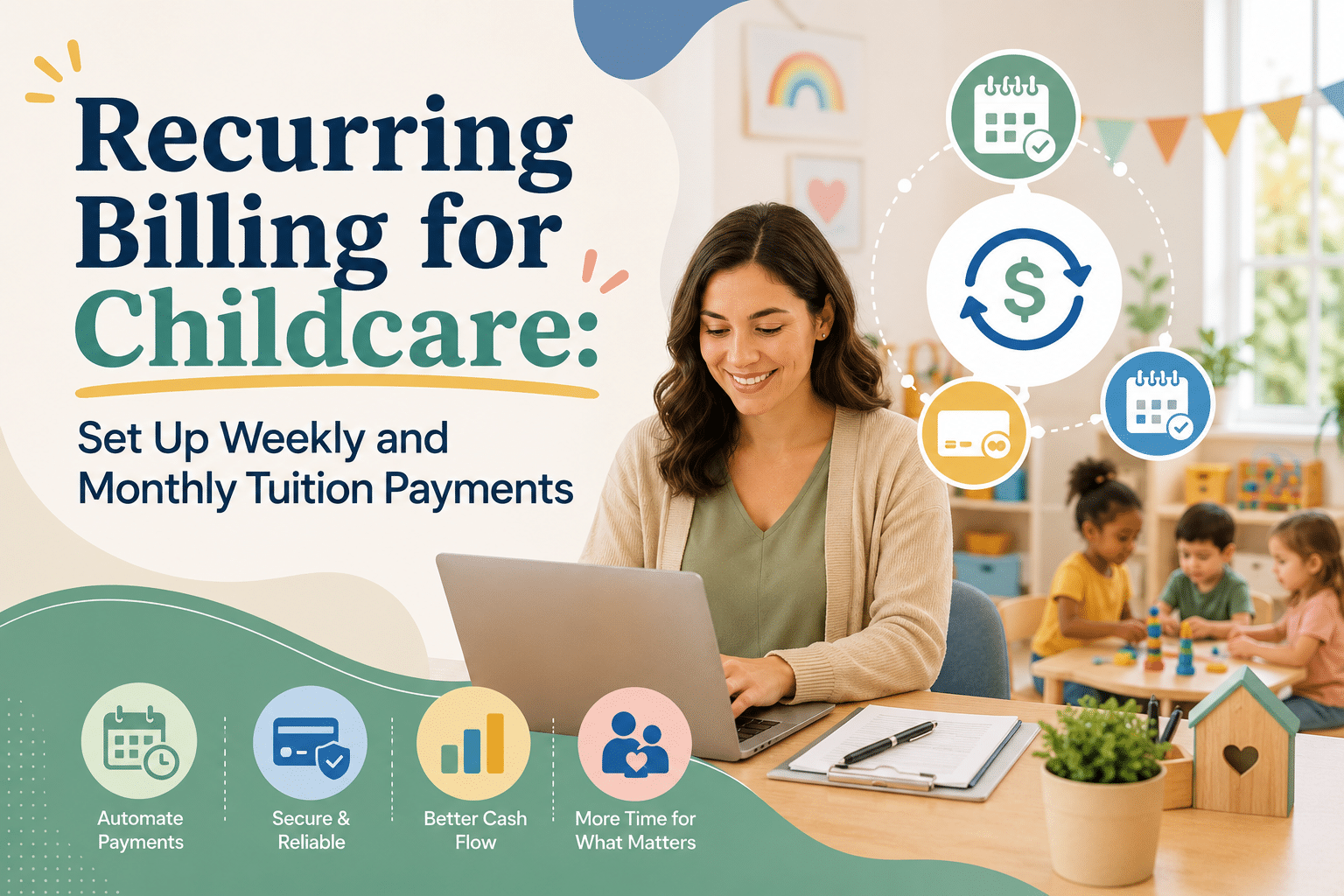 How can recurring billing childcare tuition help centers automate weekly and monthly payments, reduce missed tuition, and simplify payments?