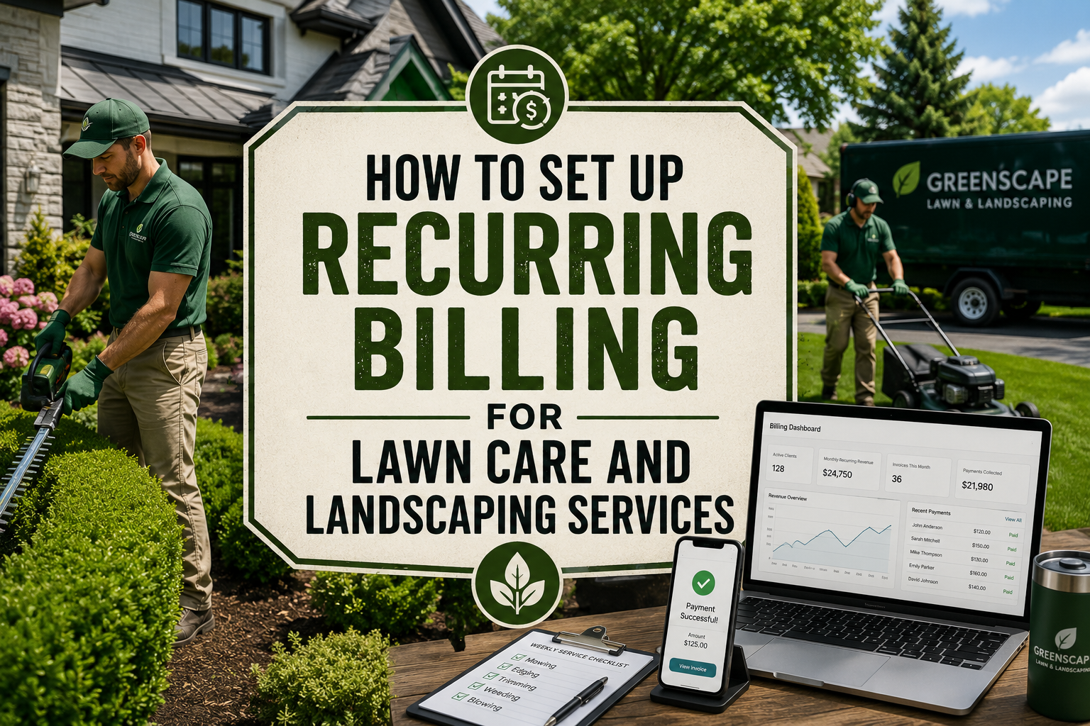 Learn how recurring billing and lawn care and landscaping services setup can automate payments, simplify invoicing, and improve cash flow.