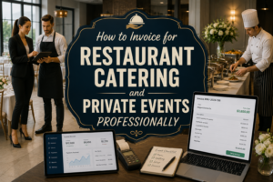 What should a restaurant catering invoice template for private events include? Click here to learn how to create professional invoices.