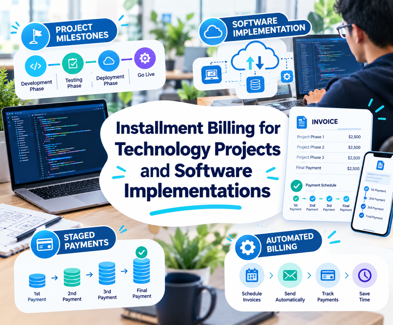 Learn how IT project installment billing works for technology projects and software implementations, including payment plans.