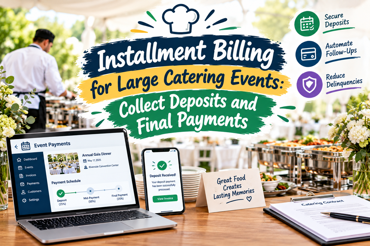 Learn how catering installment billing helps manage deposits and final payments for large events and simplify client billing. Click here!