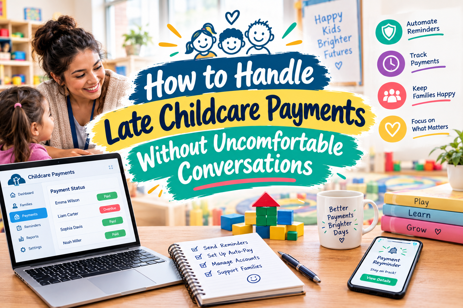 Learn how childcare payment reminders can help manage late payments without uncomfortable conversations and keep parent billing on track.