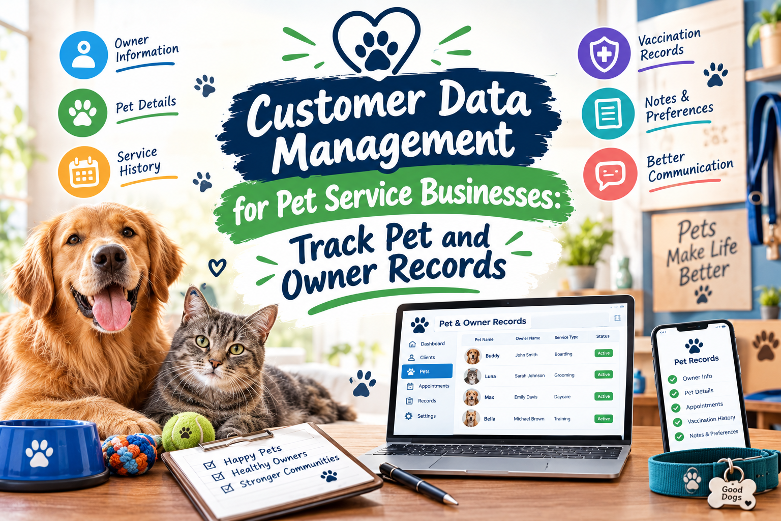 Learn how pet customer management software helps pet service businesses organize pet and owner records and improve service.