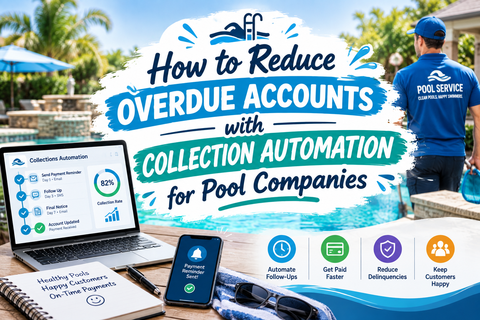 Learn how pool service collection automation helps reduce overdue accounts and improve payment management for pool companies.