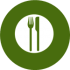 A plate with fork and knife representing food business billing software